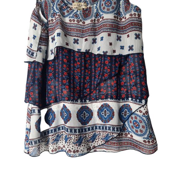 Live and Let Live sleeveless red white blue layered top PS - Picture 7 of 10